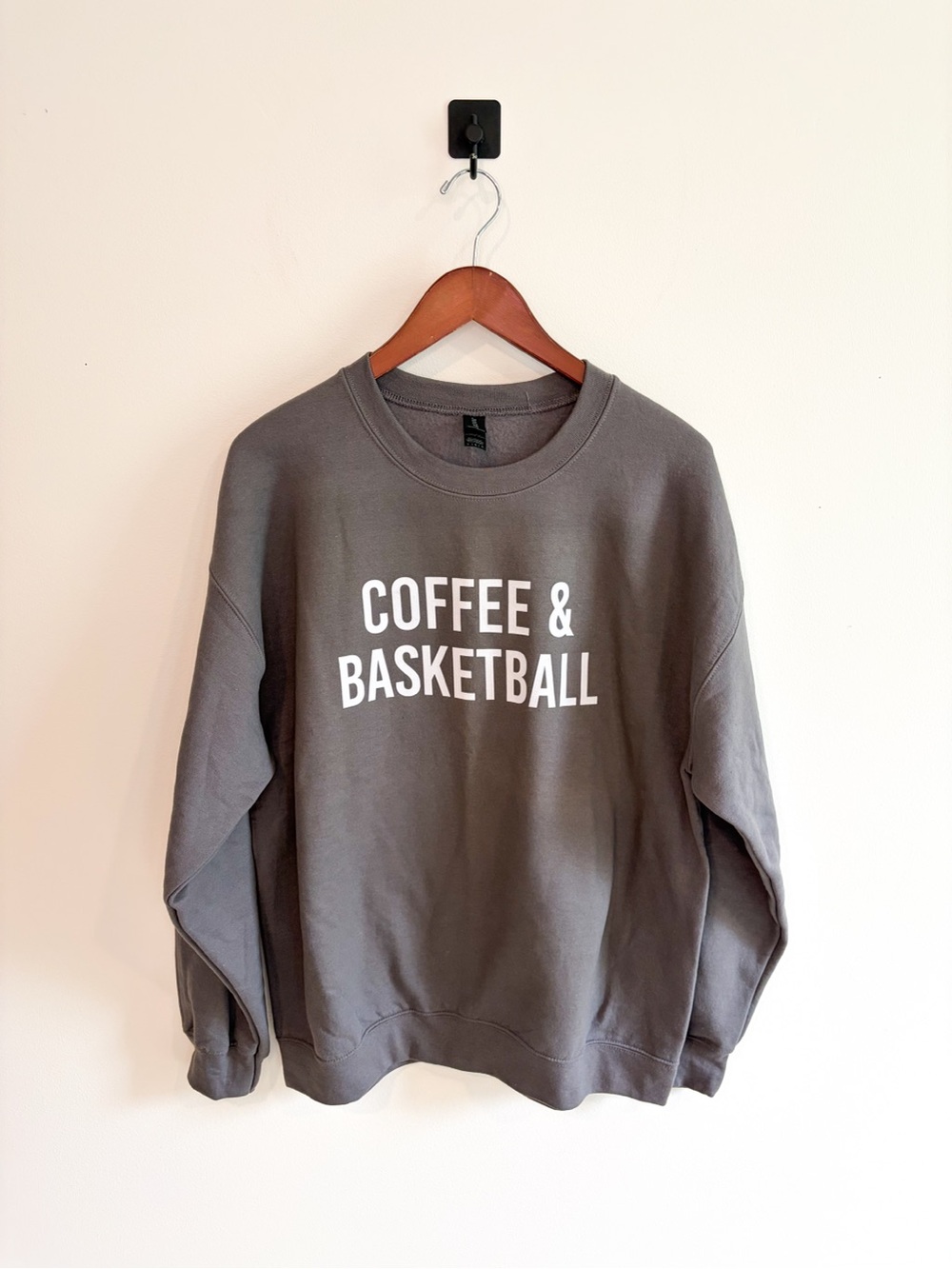 Coffee & Basketball Graphic Crewneck Sweatshirt Size Large- NWOT